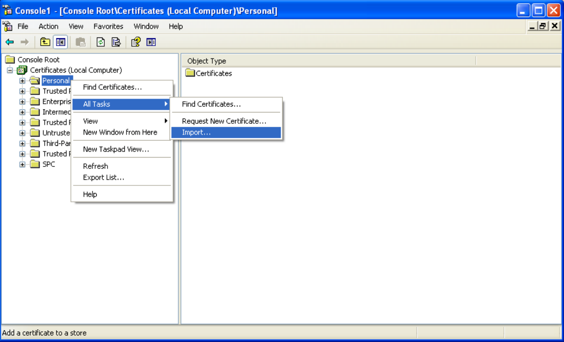 Install Certificates in Windows