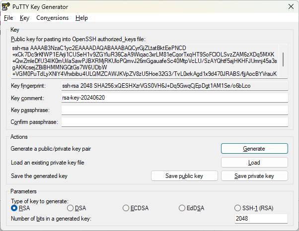 PuTTYgen Step 2